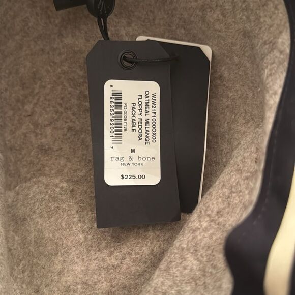 NWT Rag & Bone Floppy Packable Wool Fedora in Oatmeal Melange / White - Picture 3 of 3